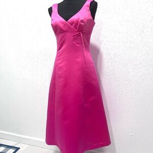 Dessy Collection vintage satin evening‎ Fuchsia Dress 6